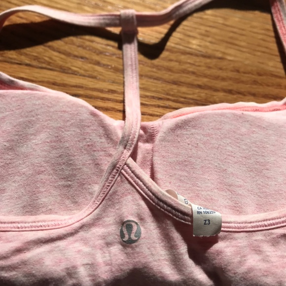 Lululemon extra long pink cotton razor-back tank top w/ built-in bra - Picture 5 of 5